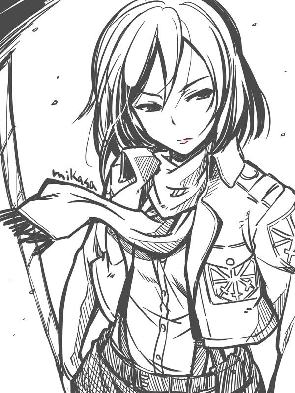 mikasa ackerman (shingeki no kyojin) drawn by fue_(rhomphair)
