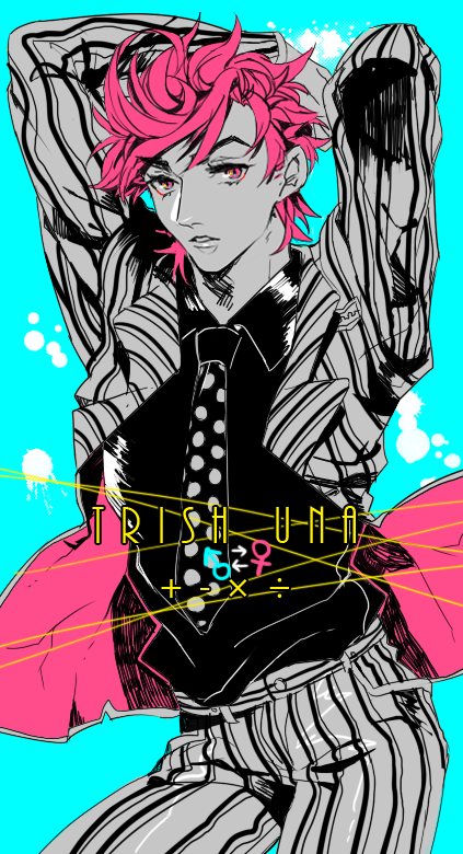trish una and diavolo (jojo no kimyou na bouken and 1 more) drawn by sakaumi