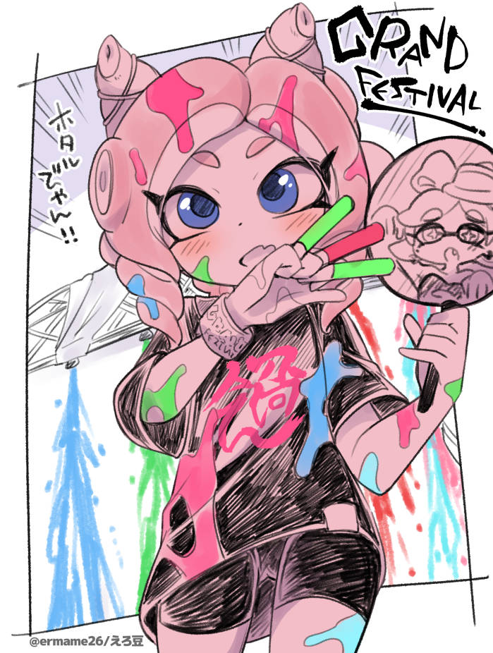 octoling player character, marie, and octoling girl (splatoon and 1 more) drawn by eromame