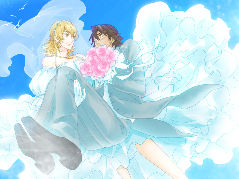 barnaby brooks jr. and kaburagi t. kotetsu (tiger & bunny) drawn by yoimosezu