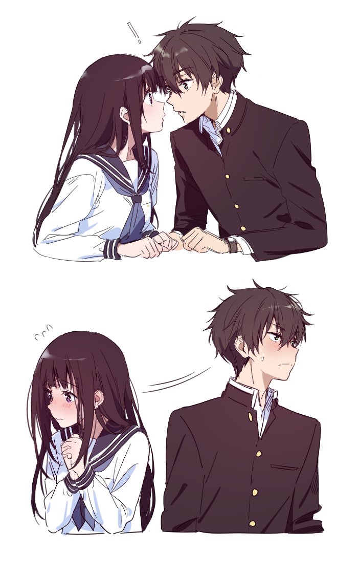 chitanda eru and oreki houtarou (hyouka) drawn by mery_(yangmalgage)