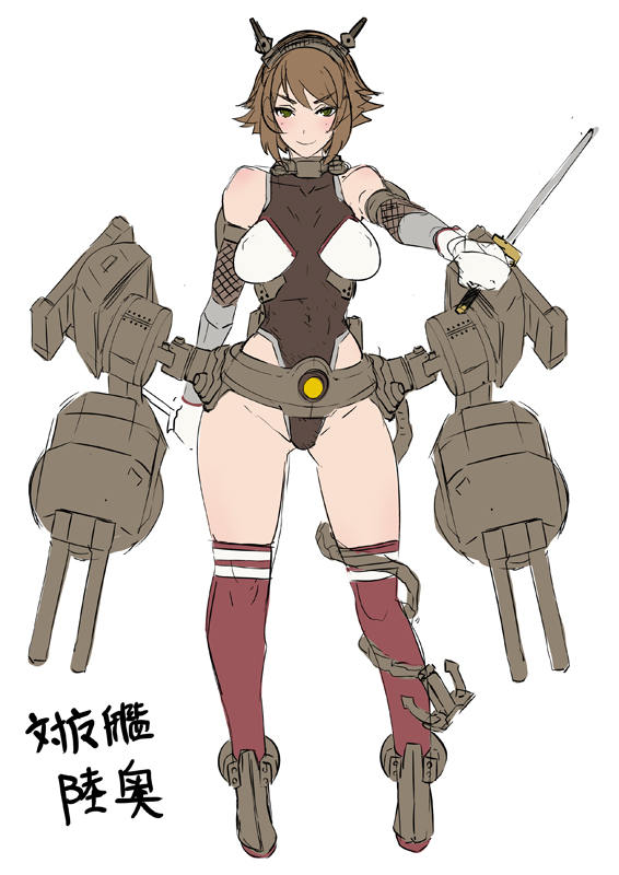 mutsu (kantai collection and 2 more) drawn by butcha-u