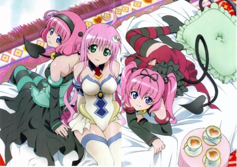 momo velia deviluke, lala satalin deviluke, and nana asta deviluke (to love-ru)