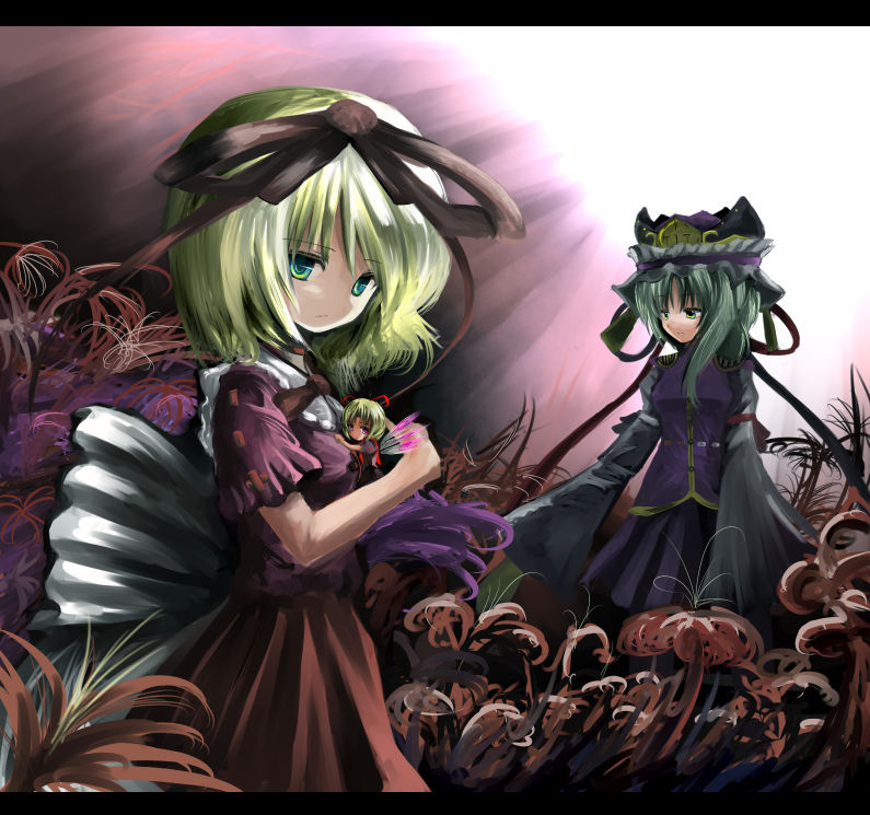 shiki eiki, medicine melancholy, and su-san (touhou) drawn by wasabi_karasi