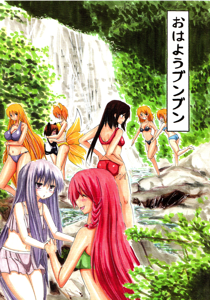hakurei reimu, kirisame marisa, alice margatroid, patchouli knowledge, yakumo yukari, and 3 more (touhou) drawn by k-ym_marion