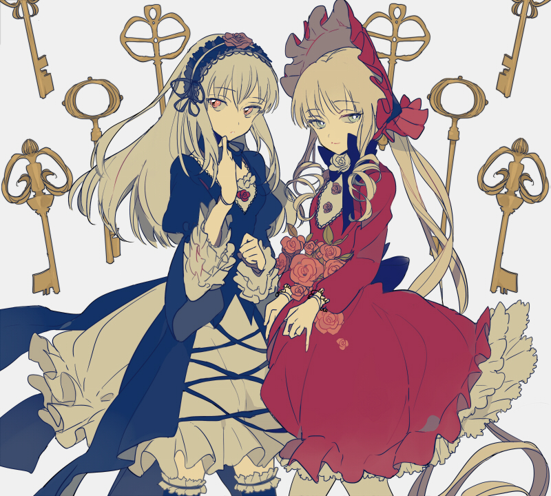 suigintou and shinku (rozen maiden) drawn by lowe_(slow)