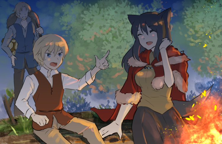 ethan the exiled hero, dylan the island king, and leslie the moon queen (pixiv fantasia and 1 more) drawn by noma_taoru