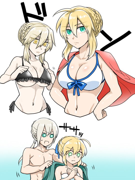 artoria pendragon, saber, and bedivere (fate and 1 more) drawn by jaku_711
