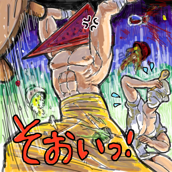 pyramid head and bubble head nurse (silent hill and 1 more) drawn by outsuki