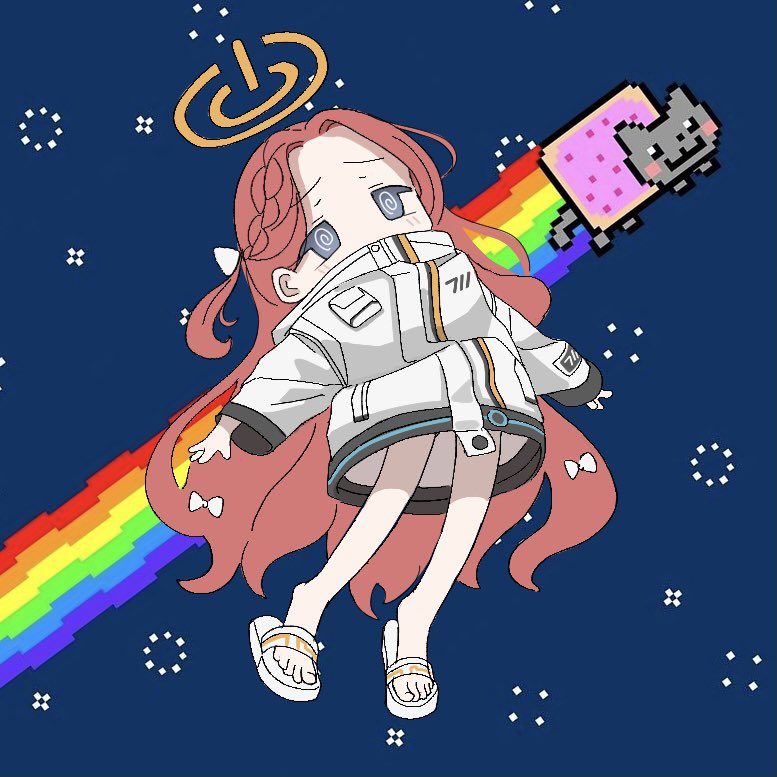 yuzu and nyan cat (blue archive and 1 more) drawn by ketsu_juuji_killer_(kejuki)