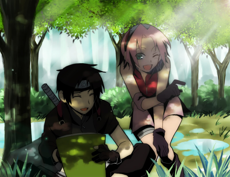 haruno sakura and sai (naruto and 1 more) drawn by katsuko_(naruto)