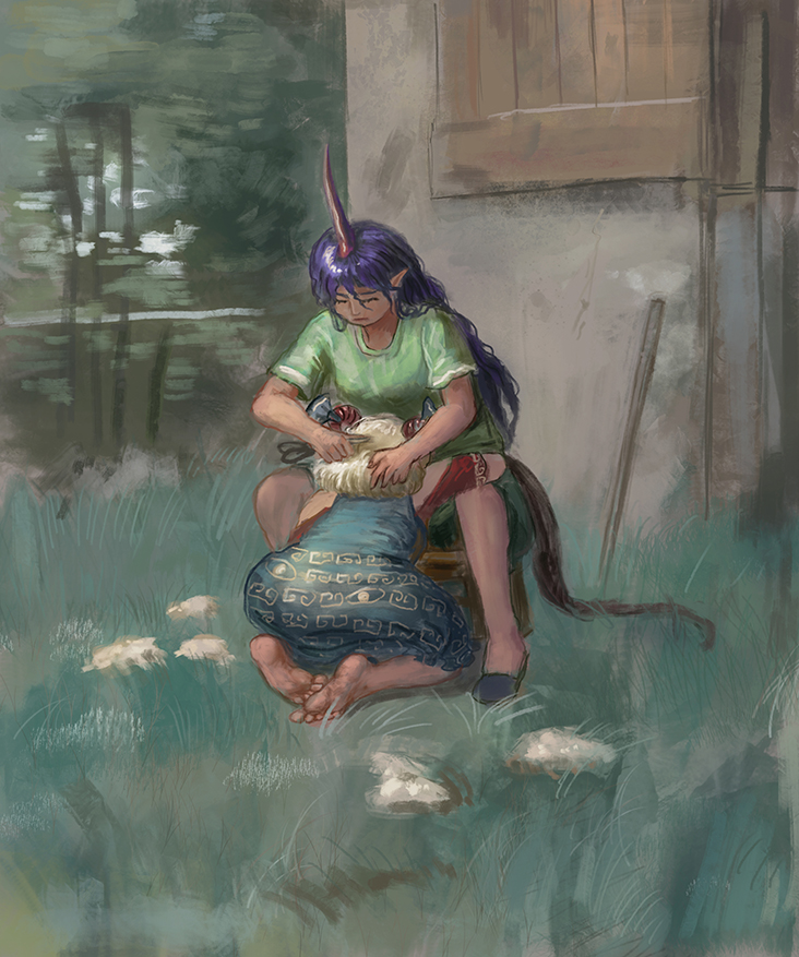toutetsu yuuma and tenkajin chiyari (touhou and 1 more) drawn by amibazh