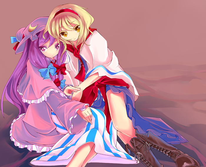alice margatroid and patchouli knowledge (touhou) drawn by aonaga_heri