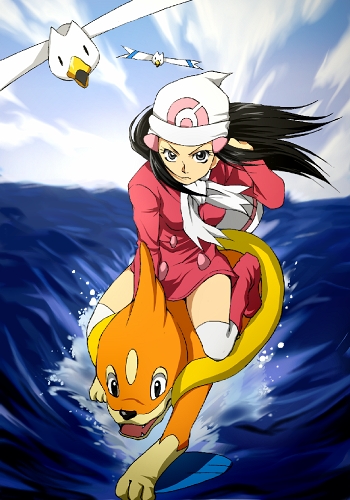 dawn, wingull, and floatzel (pokemon and 1 more) drawn by hirococo