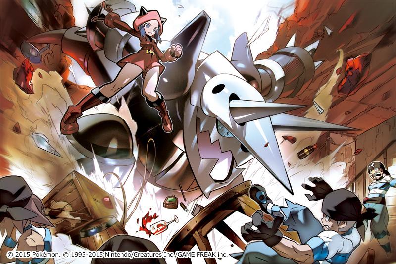 aggron, team magma grunt, and team aqua grunt (pokemon and 2 more) drawn by tokiya