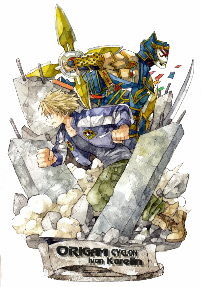 ivan karelin and origami cyclone (tiger & bunny) drawn by ina_(gonsora)