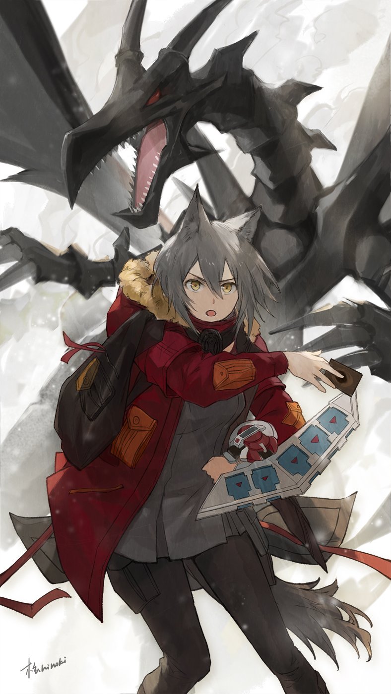 projekt red and red-eyes black dragon (arknights and 1 more) drawn by hei_chuan_gui
