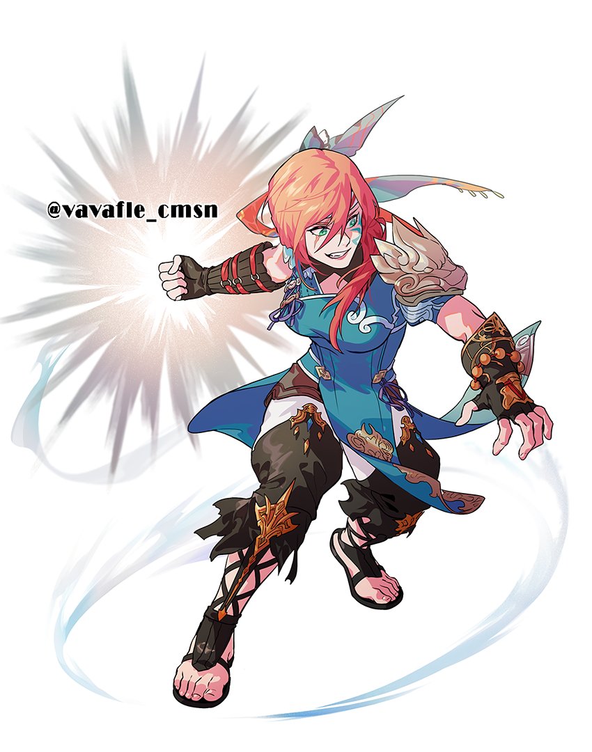 warrior of light, monk, and linmei quan (original and 2 more) drawn by byuub