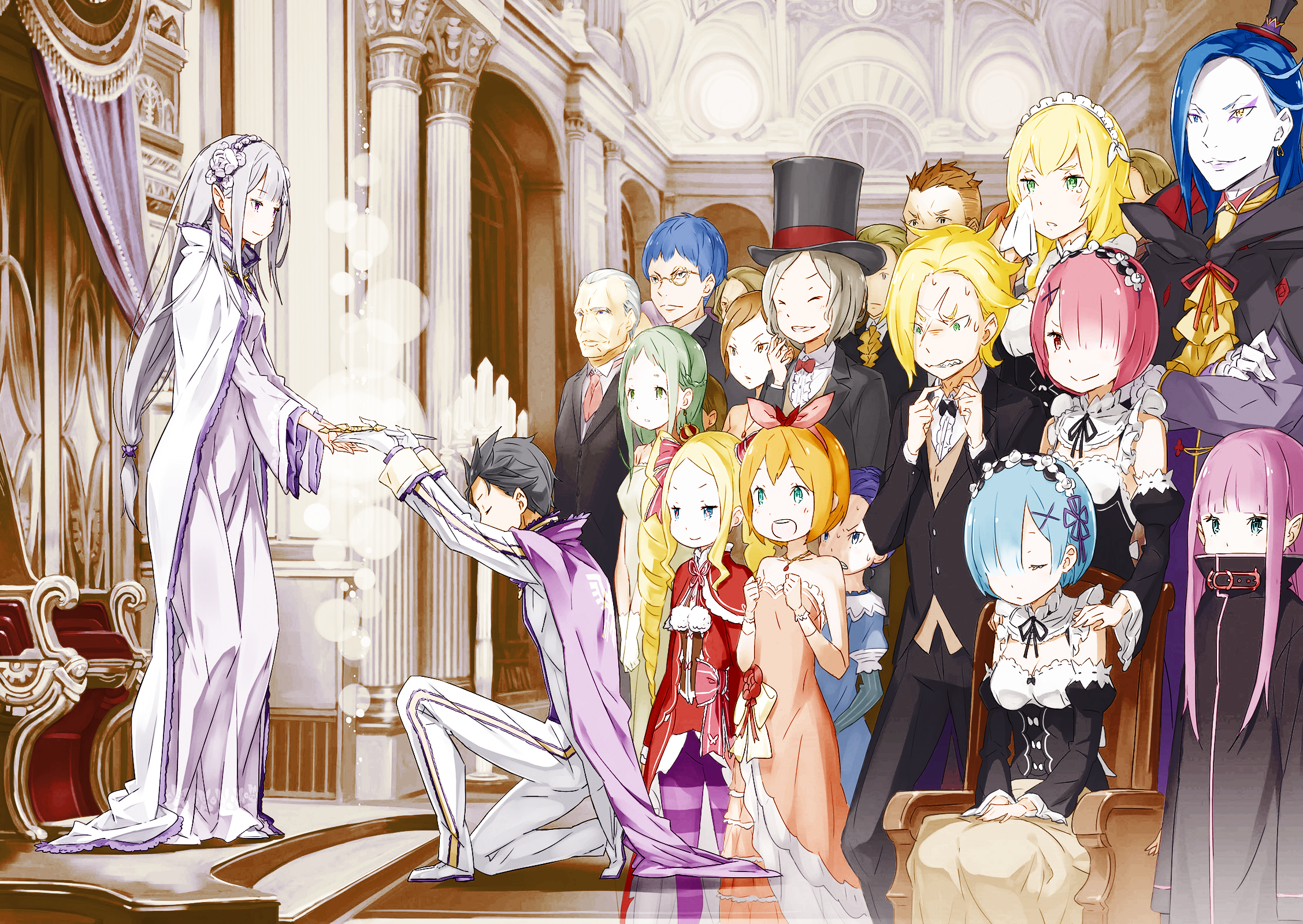 Rem Emilia Ram Natsuki Subaru Beatrice And 6 More Re Zero Kara Hajimeru Isekai Seikatsu Drawn By Ddukae And Ootsuka Shin Ichirou Danbooru
