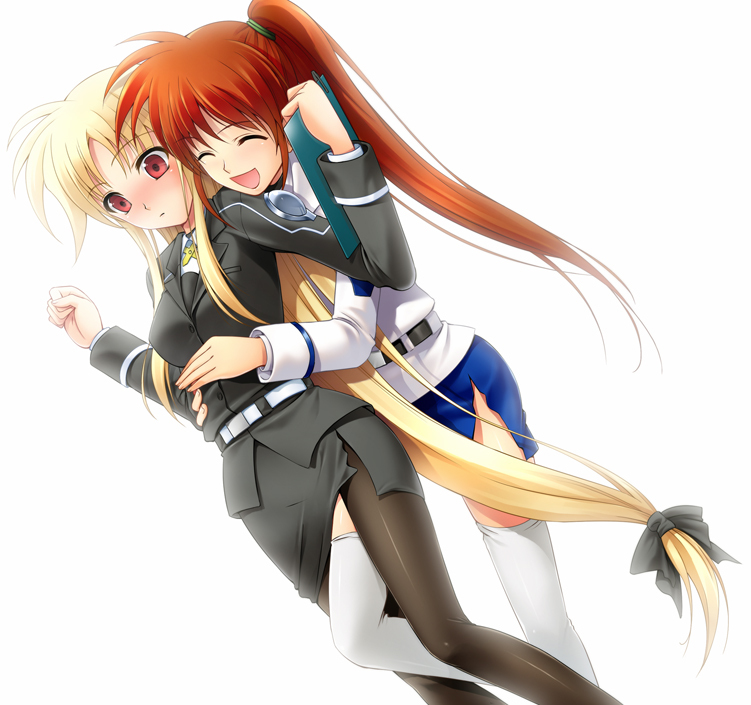 fate testarossa and takamachi nanoha (lyrical nanoha and 1 more) drawn by 40010prototype