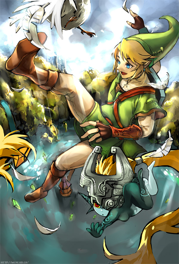 link, midna, and cucco (the legend of zelda and 1 more) drawn by muse_(rainforest)