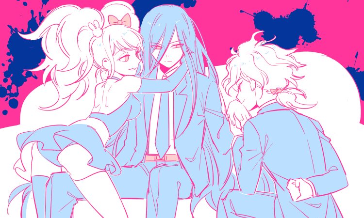 komaeda nagito, enoshima junko, and kamukura izuru (danganronpa and 2 more) drawn by hanakan