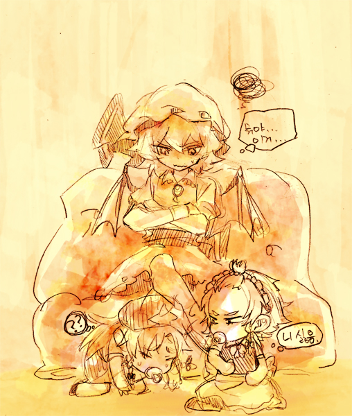 remilia scarlet, izayoi sakuya, and hong meiling (touhou) drawn by tima