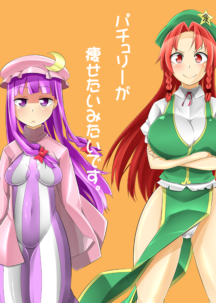 patchouli knowledge and hong meiling (touhou) drawn by toudori