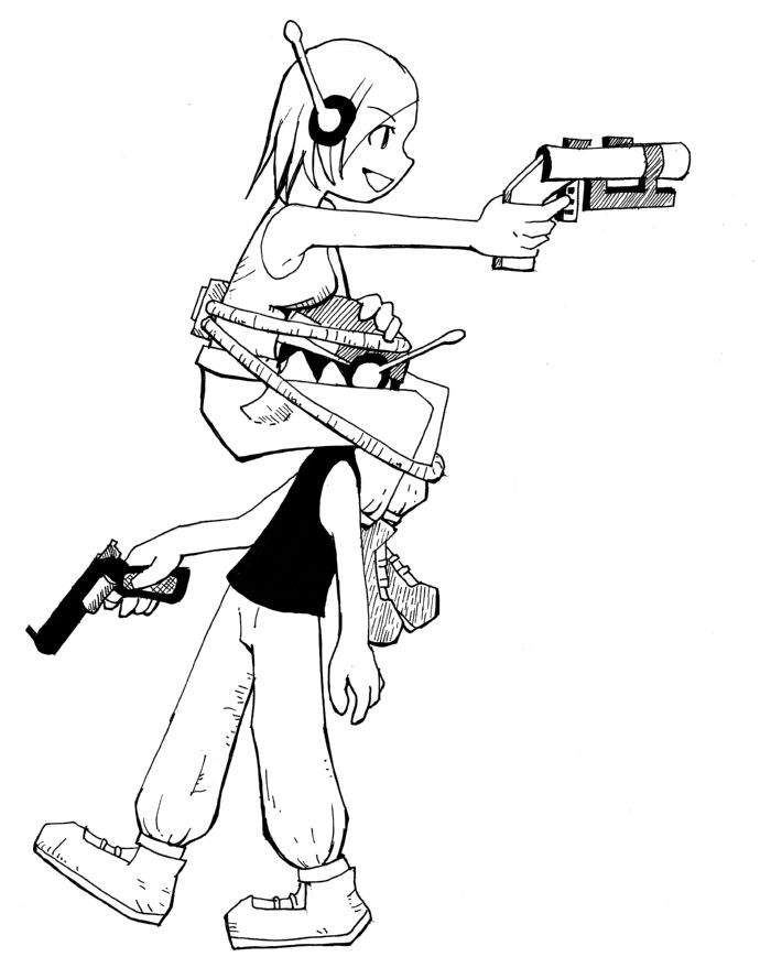 curly brace and quote (cave story) drawn by yowano
