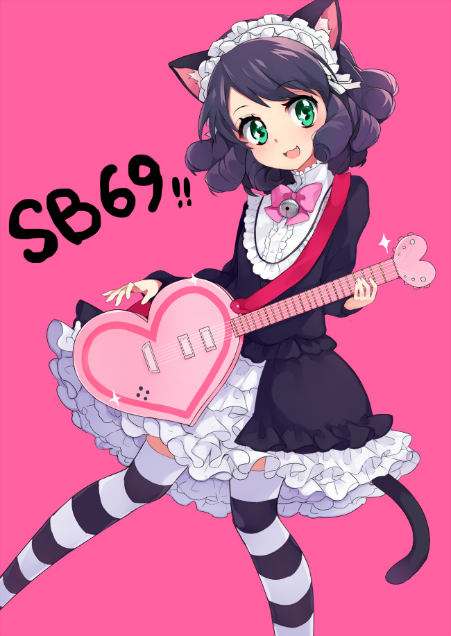cyan and strawberry heart (show by rock!!) drawn by hukasikasi