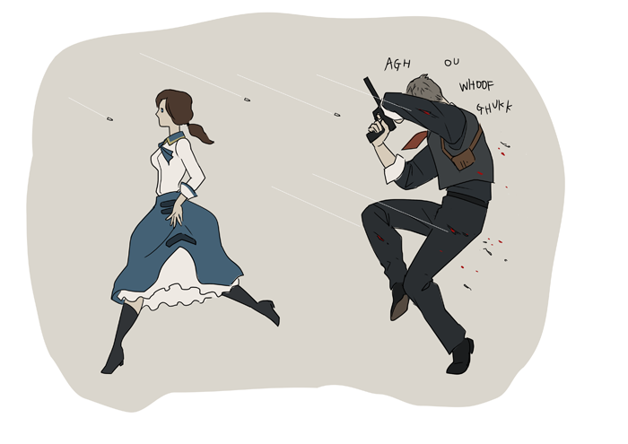 elizabeth and booker dewitt (bioshock and 1 more) drawn by gb_(doubleleaf)