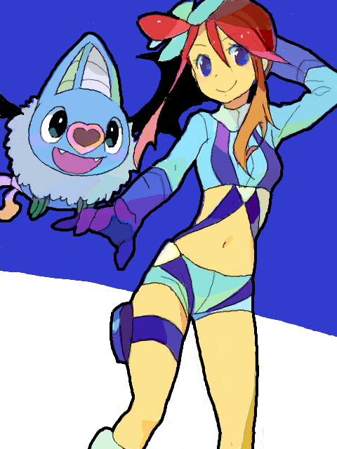 skyla and swoobat (pokemon and 1 more) drawn by emunise