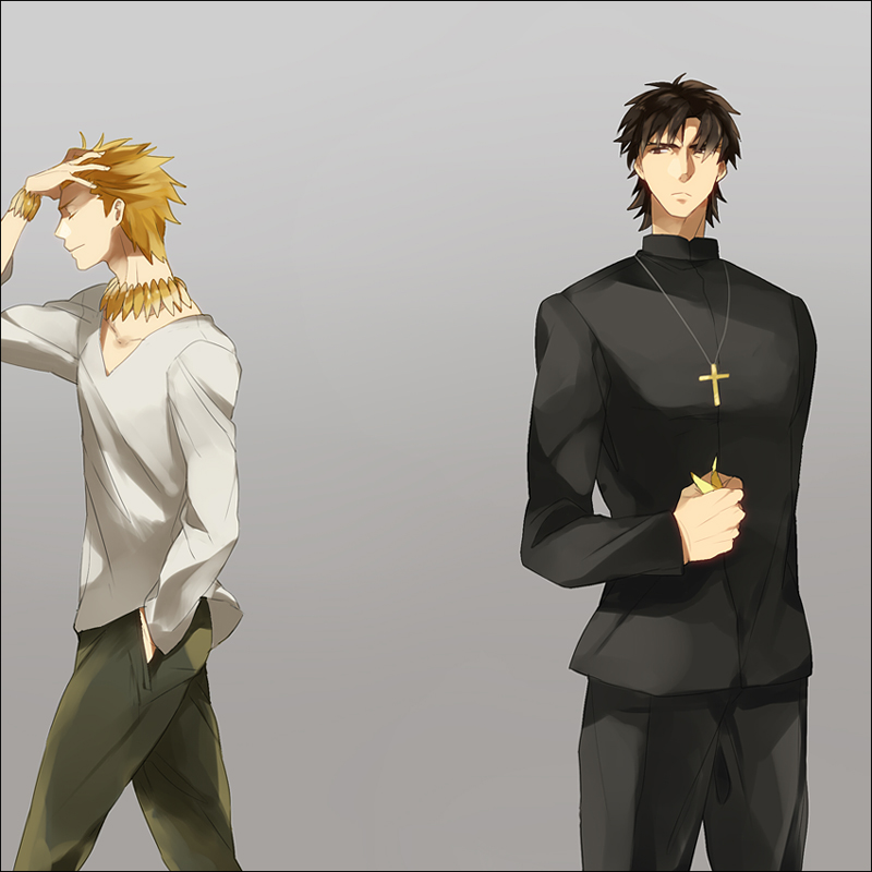 kotomine kirei and gilgamesh (fate and 2 more) drawn by amakura_(am_as)