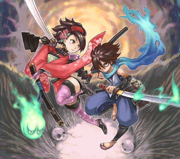 momohime, kisuke, and izuna jinkuro (oboro muramasa) drawn by matsumoto_tomoyohi