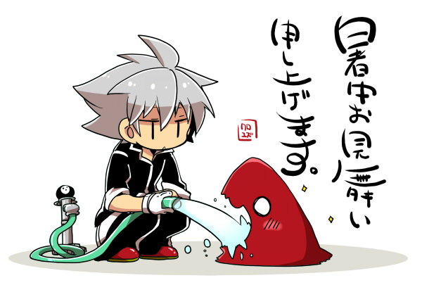 ragna the bloodedge, arakune, and dead spike (blazblue) drawn by kuro_yuzu