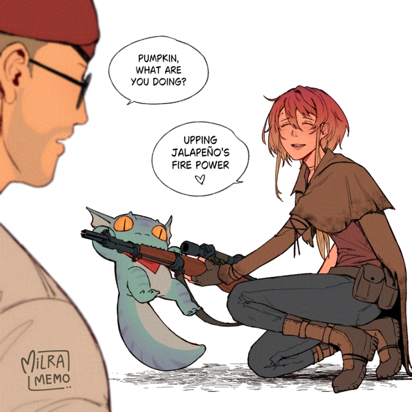courier, noelle rutherford, craig boone, and jalapeno (fallout and 1 more) drawn by milramemo