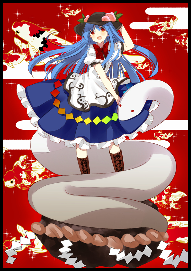 hinanawi tenshi and mishaguji (touhou) drawn by izumi_minami