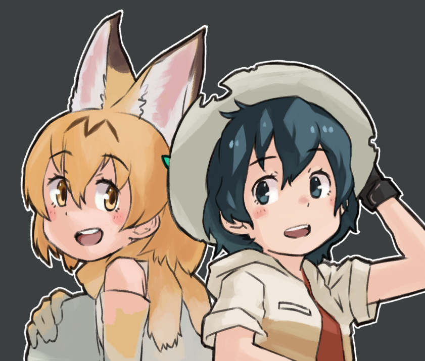 serval and kaban (kemono friends) drawn by toriny