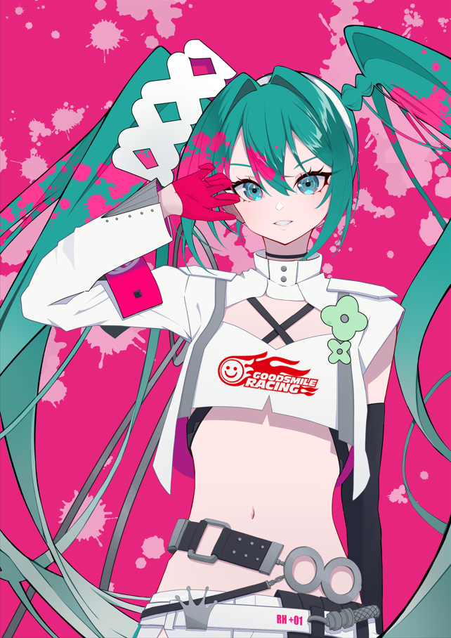 hatsune miku and racing miku (vocaloid and 1 more) drawn by ji-rex