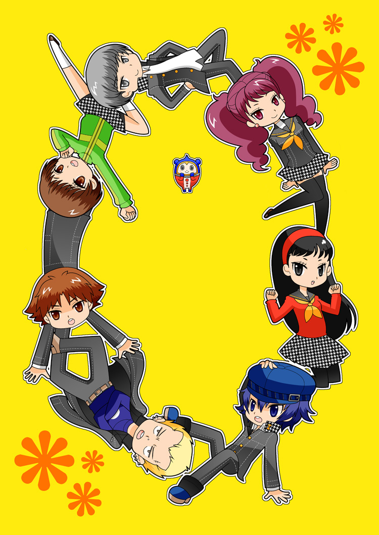 narukami yu, shirogane naoto, satonaka chie, kujikawa rise, amagi yukiko, and 3 more (persona and 1 more) drawn by yoo_ichi