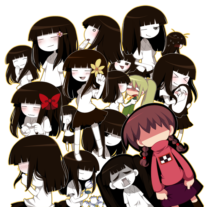 madotsuki, poniko, monoko, uboa, and monoe (yume nikki) drawn by funamusea_(artist)
