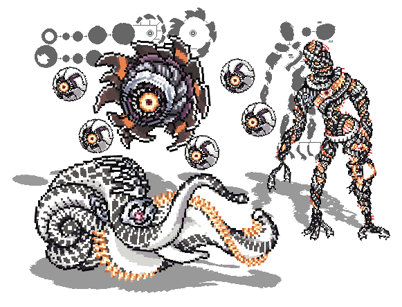 eater and eater bit (digimon and 1 more) drawn by ameya_(pixiv_35786714)