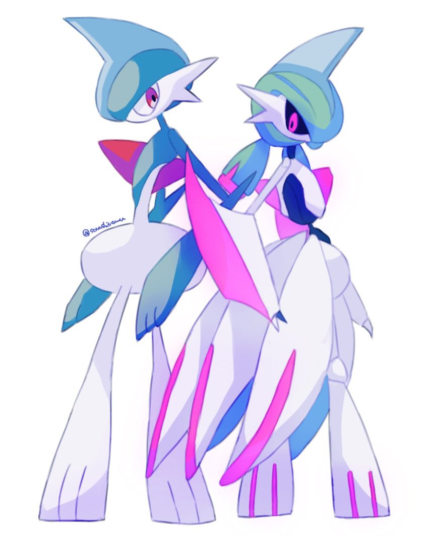 gallade and iron valiant (pokemon) drawn by sorashiramu
