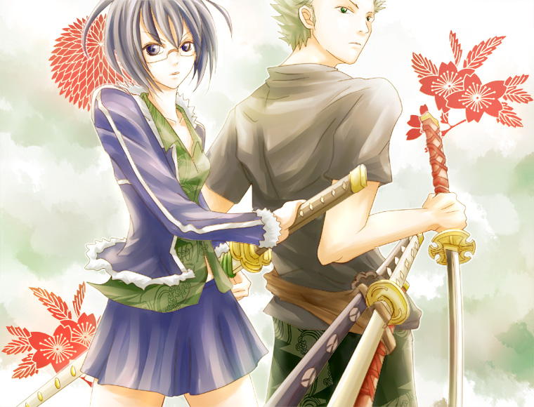 roronoa zoro and tashigi (one piece) drawn by kigisu