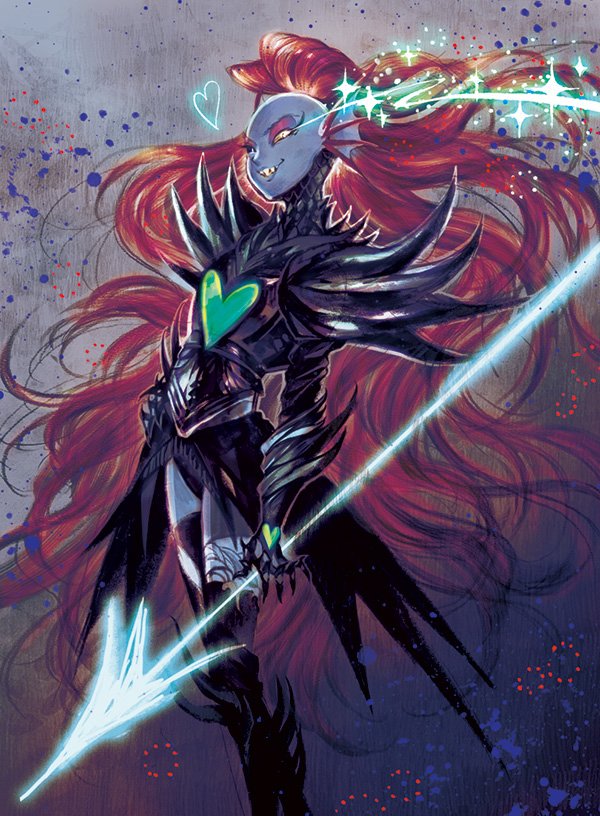 undyne and undyne the undying (undertale) drawn by takatora
