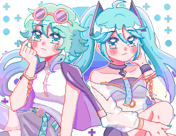 hatsune miku and gumi (vocaloid and 1 more) drawn by ru_(toyhamu)