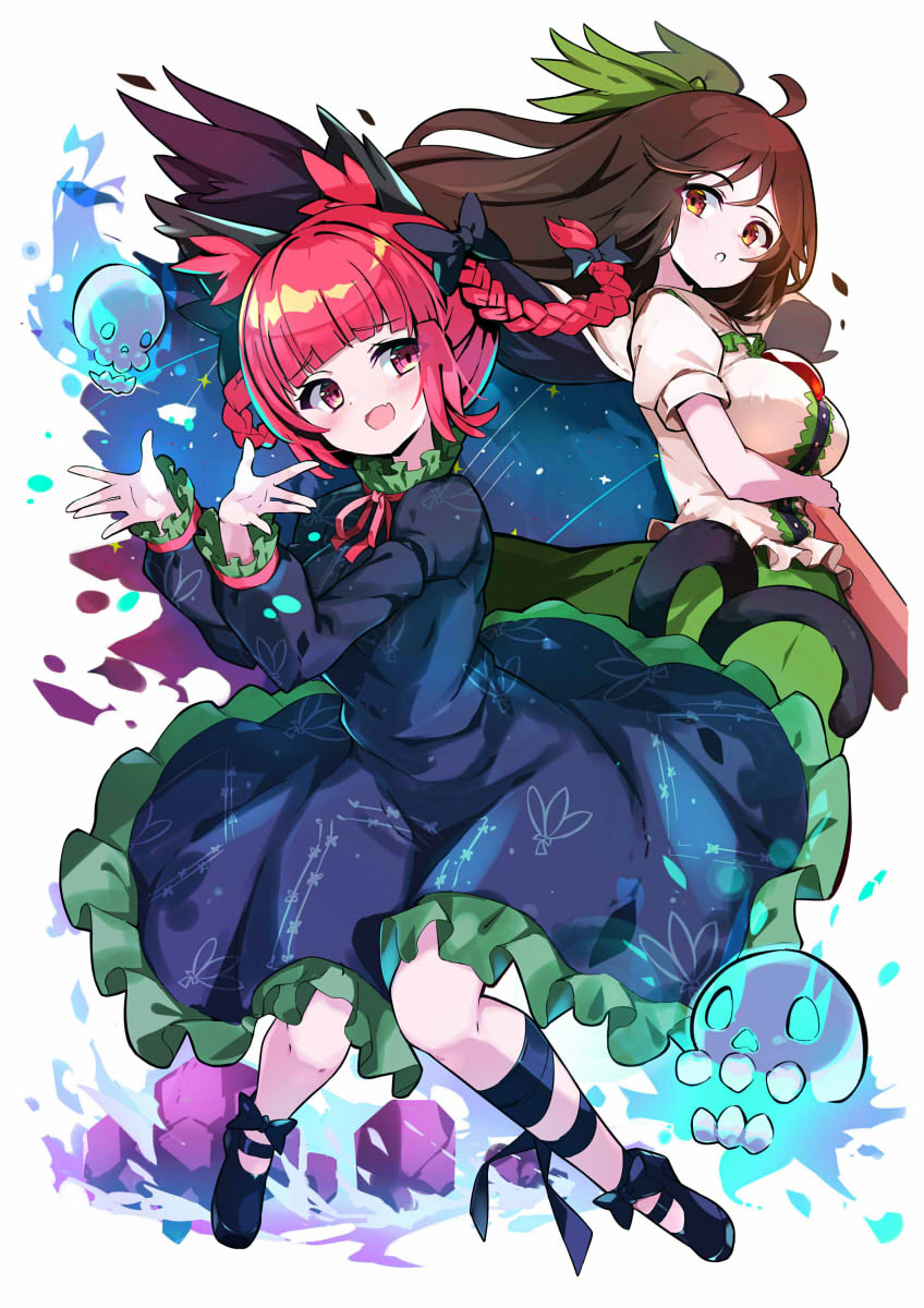 kaenbyou rin and reiuji utsuho (touhou and 1 more) drawn by omochishiki