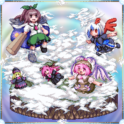 reiuji utsuho, mystia lorelei, koakuma, lily white, tokiko, and 1 more (touhou) drawn by kisasage_kouta