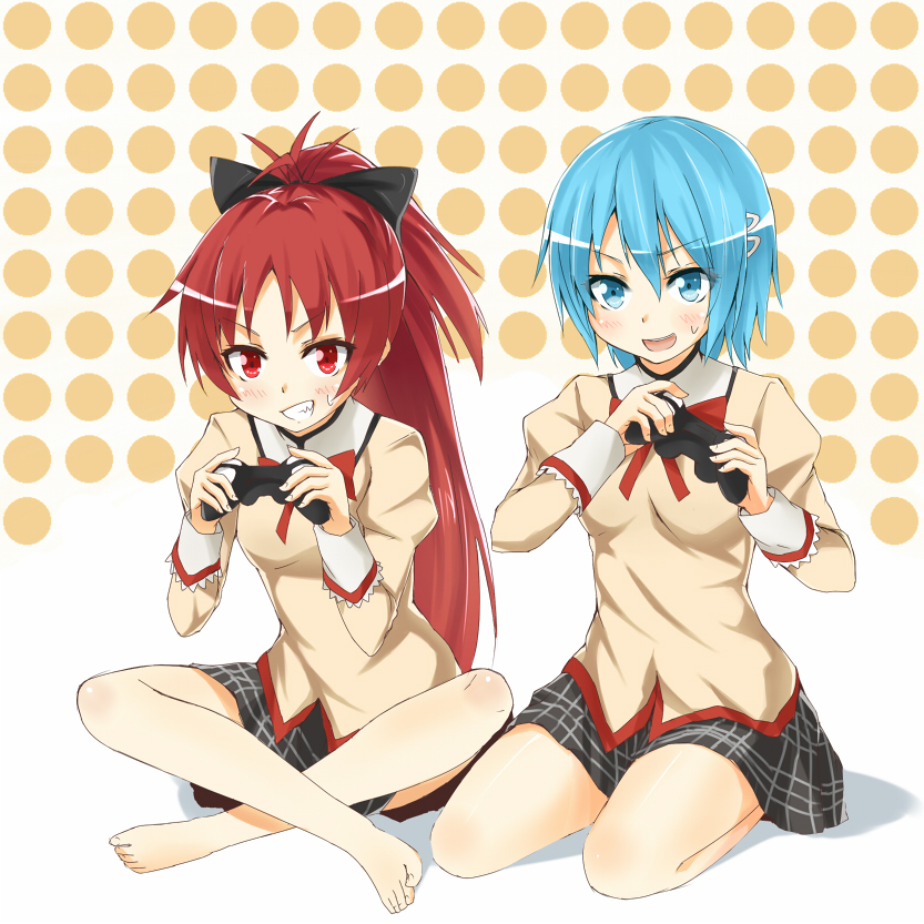 miki sayaka and sakura kyoko (mahou shoujo madoka magica) drawn by heirou