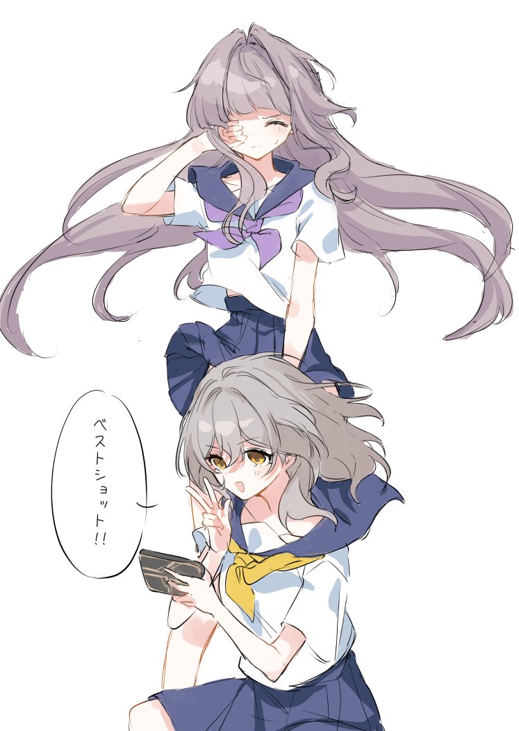 trailblazer, stelle, and herta (honkai and 1 more) drawn by genshou_ex